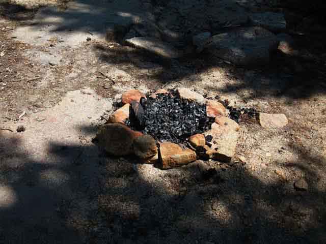 Campfire ring in South end of Grace Meadow along the Pacific Crest Trail.