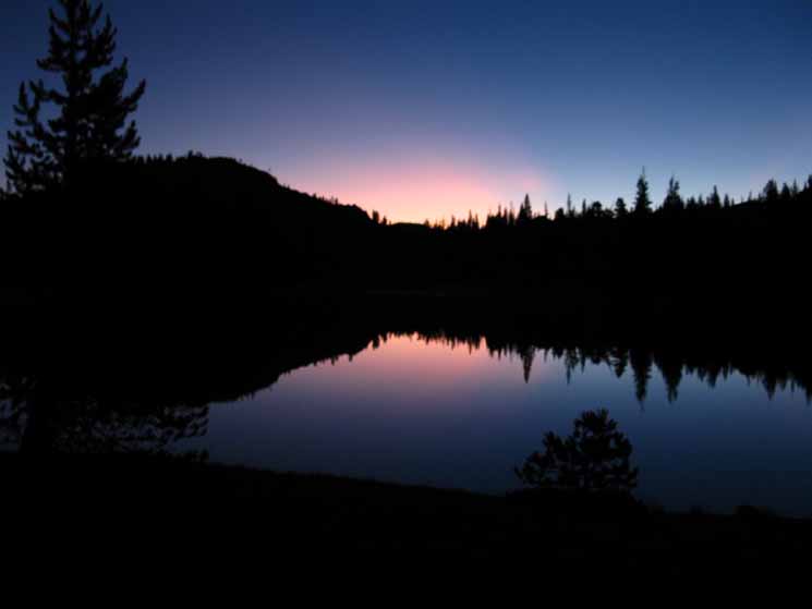 Miller Lake Sunrise over the North Yosemite Backcountry.