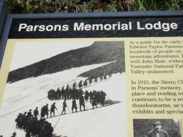 Parsons Cabin historical information sign, Tuolumne Meadows, Yosemite.
