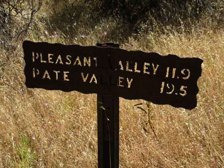 Trail leading East from Rancheria Falls to Kerrick Canyon or to Pate Valley or Rodgers Canyon via Pleasant Valley.