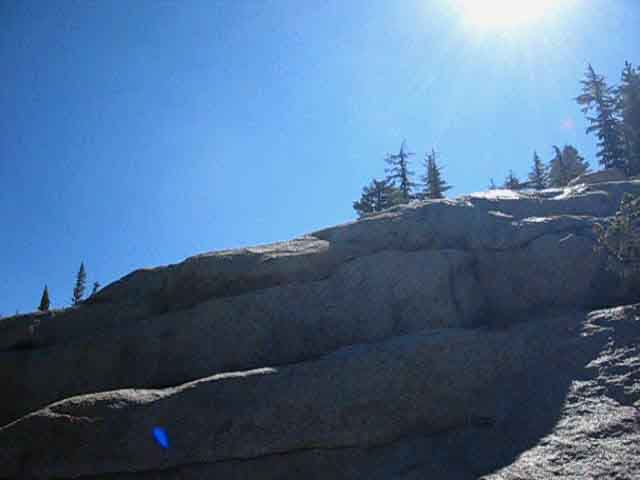 Climbing final granite ridge below Volunteer Peak to Smedberg Lake.