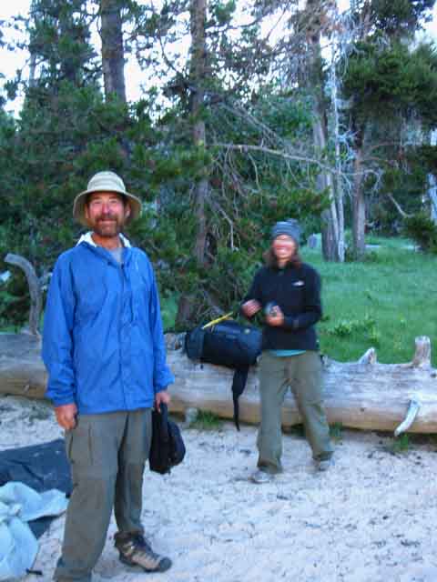 Steve and Brenda breaking camp at Bensen Lake, July 2010.