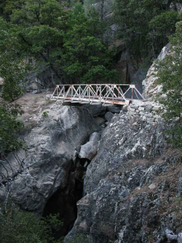 The bridge over Tilltill Creek below Rancheria Falls backpacking to Hetch Hetchy.