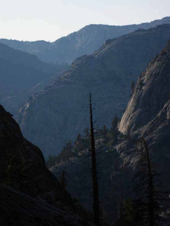 View climbing South towards Volunteer Peak, backpacking Yosemite.