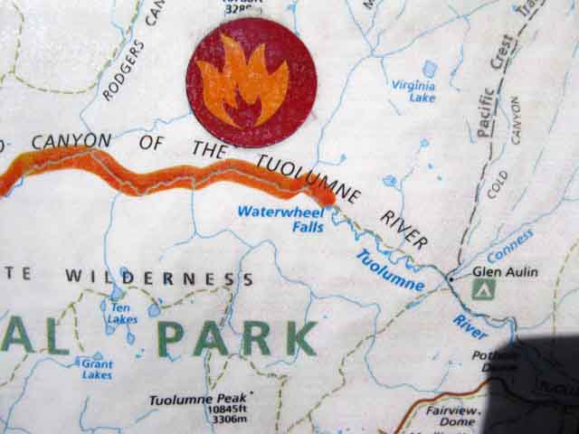 Wildcat Fire map at Glen Aulin, 2009.