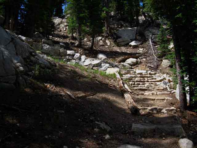Yosemite trail work staircase to Seavy Pass.