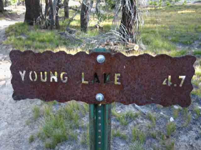 Young Lake trail junction off our TYT & PCT route.