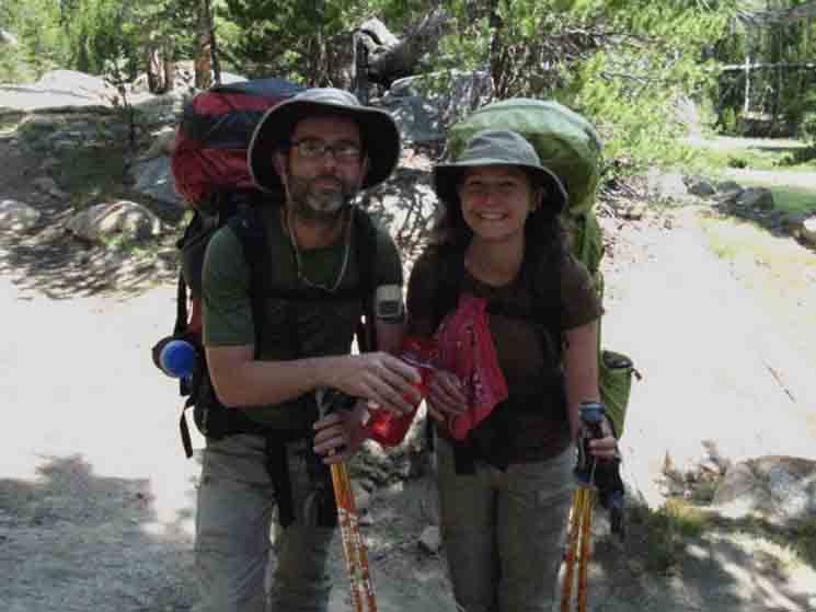 David and Sarah Razor hiking North to Tuolumne Meadows down Lyell Canyon.