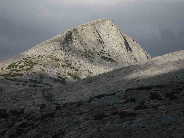 Donohue Peak rising in twilight.