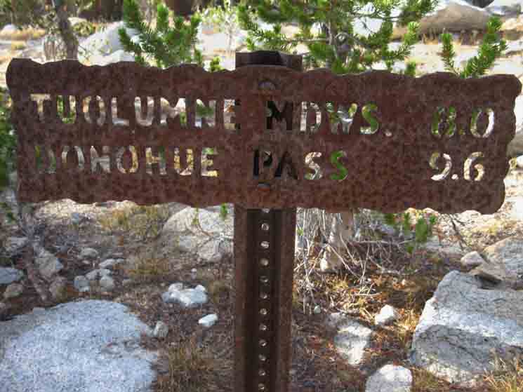 Ireland Lake trail junction to Tuolumne Meadows and Donohue Pass.