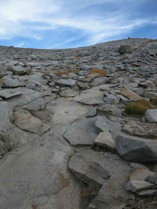 Ocean of talus below North Flank of Donohue Pass.