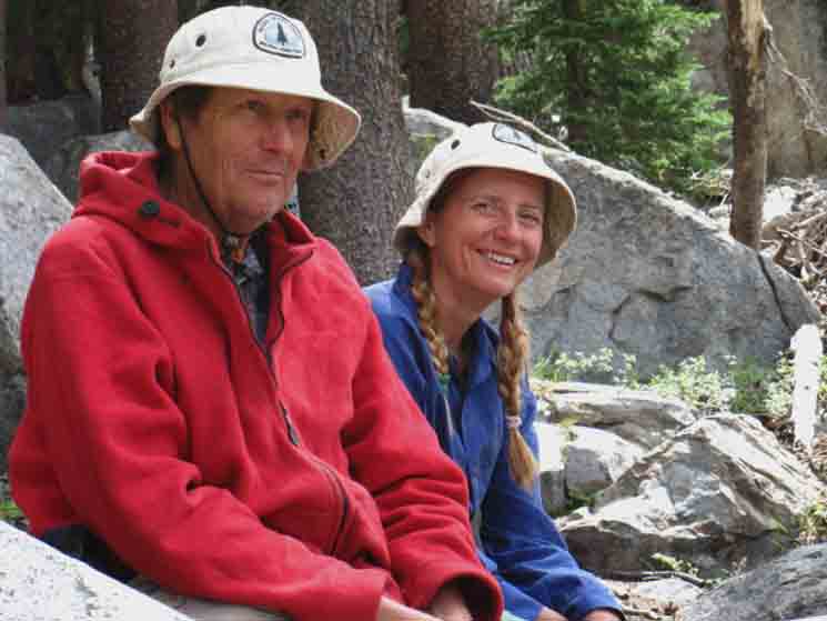 Ray and Marion Davidoson on the Pacific Crest Trail with llamas.