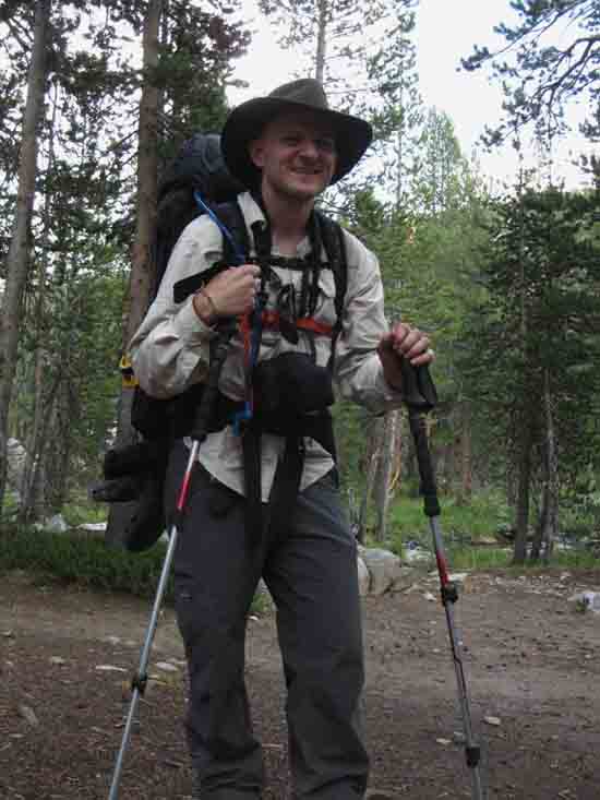 Robert Hildebrandt hiking on the John Muir Trail.