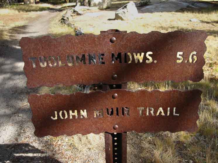 The John Muir Trail North down Lyell Canyon to Tuolumne Meadows.