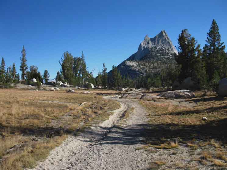 Looking North at Cathedral Peak beyond Cathedral Pass.