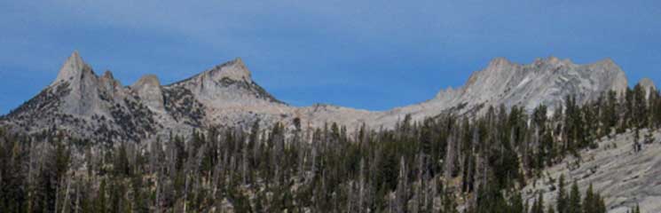 Cathedral Pass from end of Long Meadow near Sunrise High Sierra Camp.