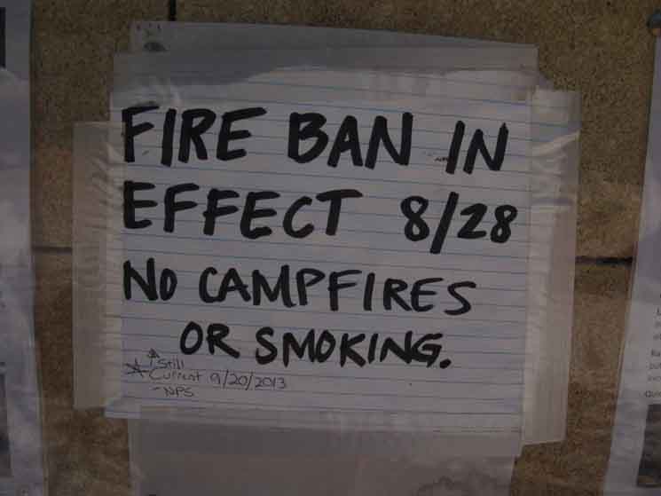 Fire ban in Yosemite during drought conditions.
