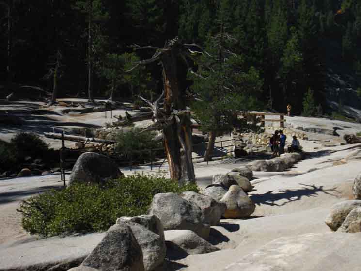 Across the great granite flat where Merced River becomes Nevada Falls.