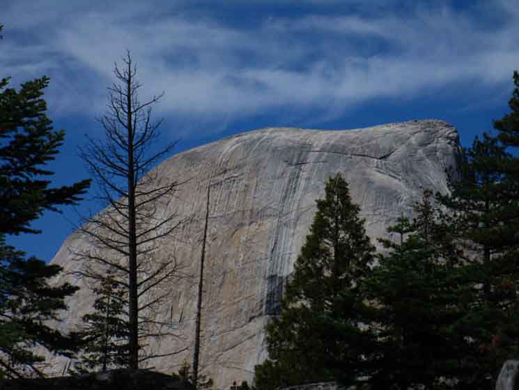 First close view of Half Dome approaching the Clouds Rest trail junction.