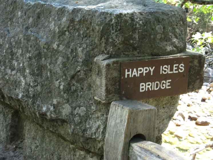 Crossing the Happy Isles Bridge.