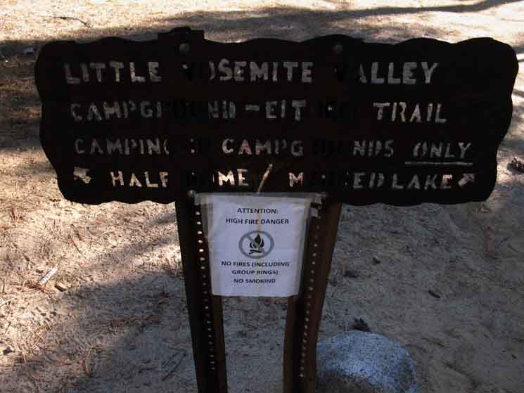Little Yosemite Valley trail sign.