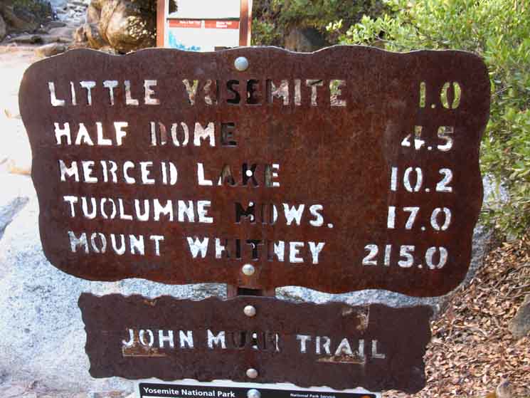John Muir Trail to Little Yosemite Valley and beyond through the Mist Trail Junction.