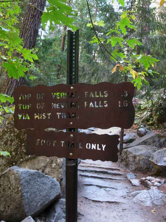 Start of the Mist Trail at the bottom of the John Muir Trail.