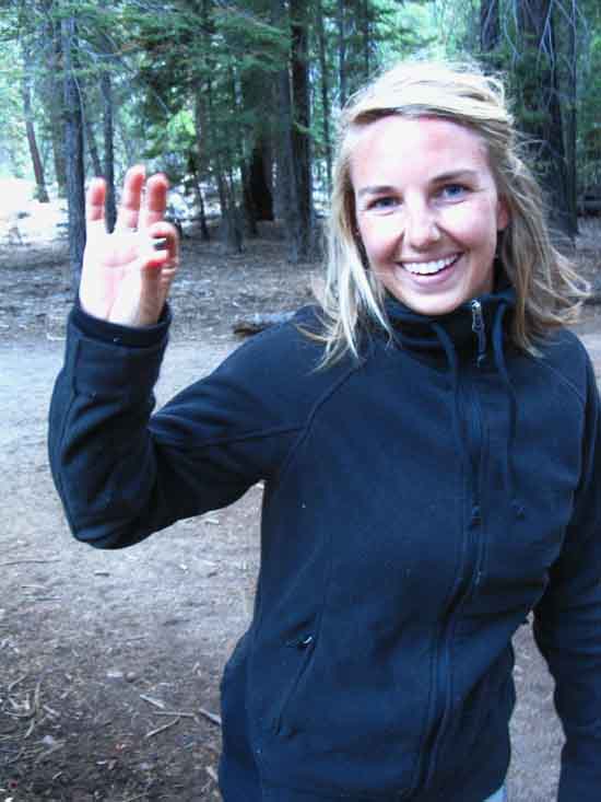 Taylor Bacci finds a steel ball in Little Yosemite Valley backpackers camp.