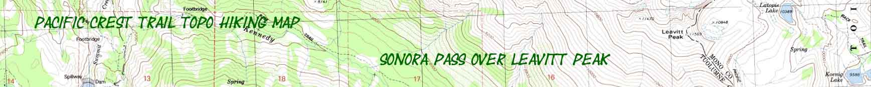Topo hiking map from Sonora Pass over Leavitt Peak.