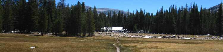 Approaching Tuolumne Meadows Post Office Resupply spot on the Tahoe to Yosemite Trail.