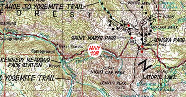 Kennedy Meadows Pack Station is 9 miles West of Sonora Pass.