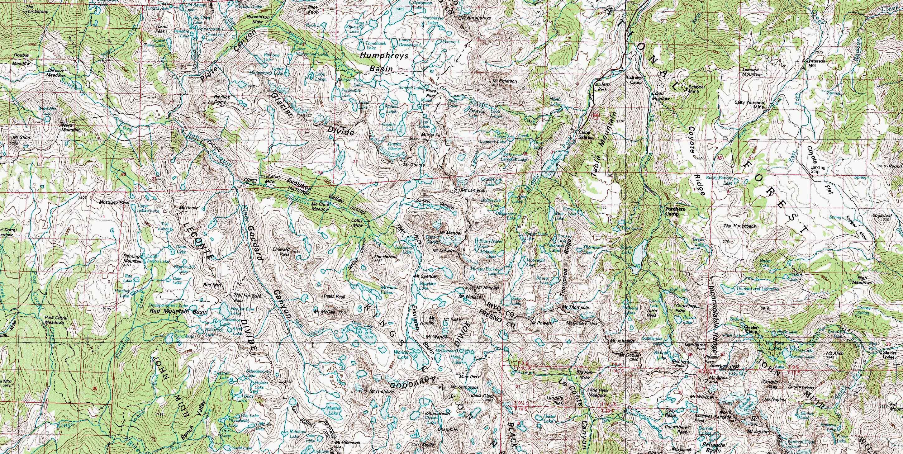 north lake to south lake loop map Muir Ranch To Bishop Pass Backpacking Map north lake to south lake loop map