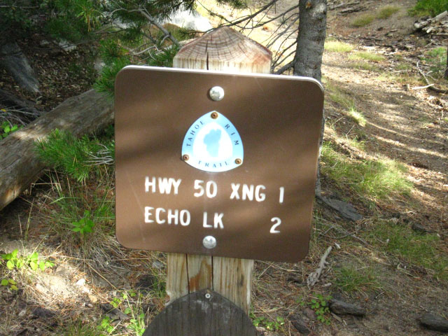 Tahoe Rim Trail sign at Echo Summit.