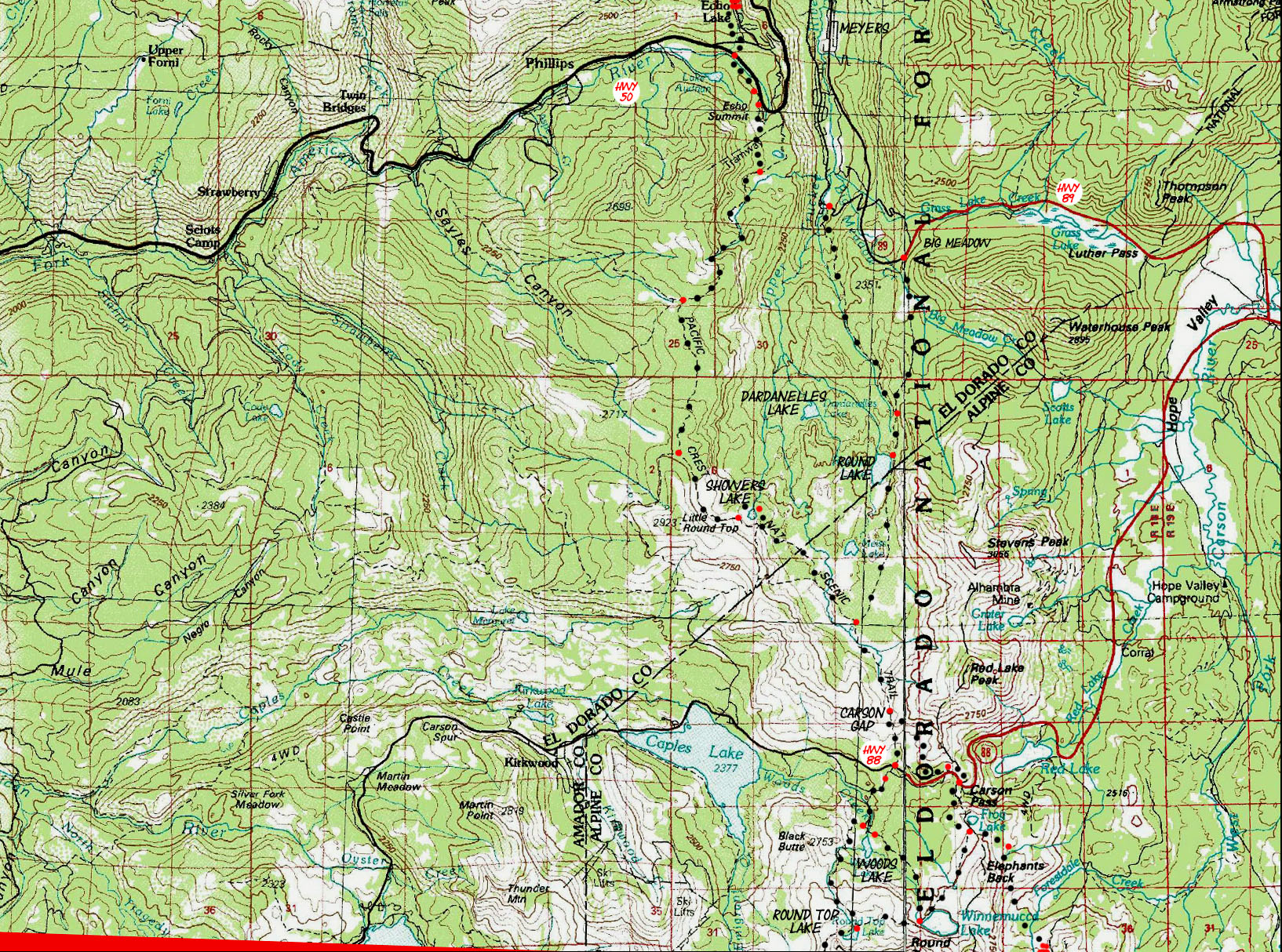 Topo hiking map of the Meiss Country Roadless Area and surrounding terrain.