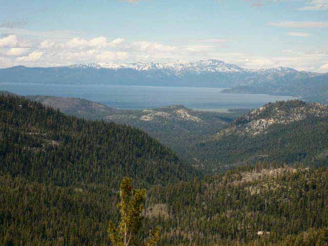Lake Tahoe beyond Christmas Valley from Showers Lake, Meiss Country Roadless Area.