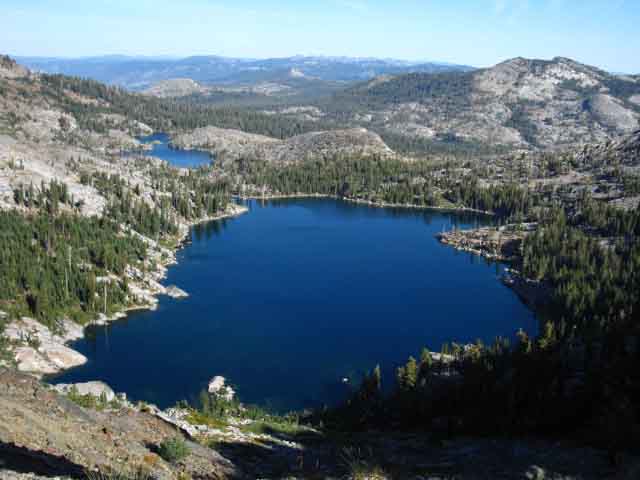Dicks and Fontanillis Lakes from Dicks Pass on the Tahoe Yosemite Trail, Desolation Wilderness