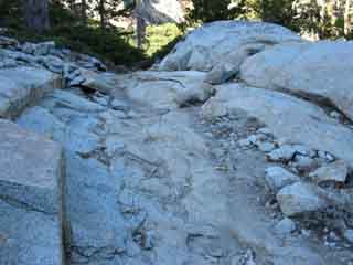 Trail cut through Rock, Echo Lake, Desolation Wilderness