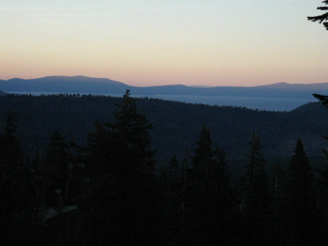 View of Lake Tahoe Sunset from between Echo Lake and Summit