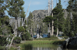 View from Middle Velma Lake on the Pacific Crest and Tahoe to Yosemite Trails.