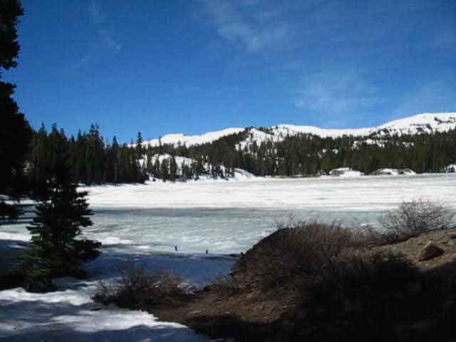 Round Lake's semi frozen East shore during late Spring, 2010.