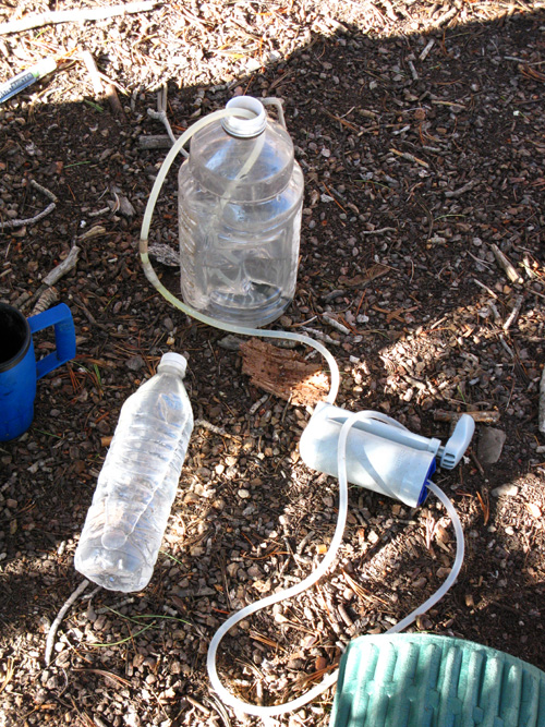 Only filter what you drink. The majority of camp water is boiled, and does not need to be filtered.