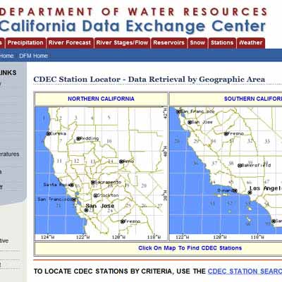 California Department of Water Resources real time weather reporting stations.