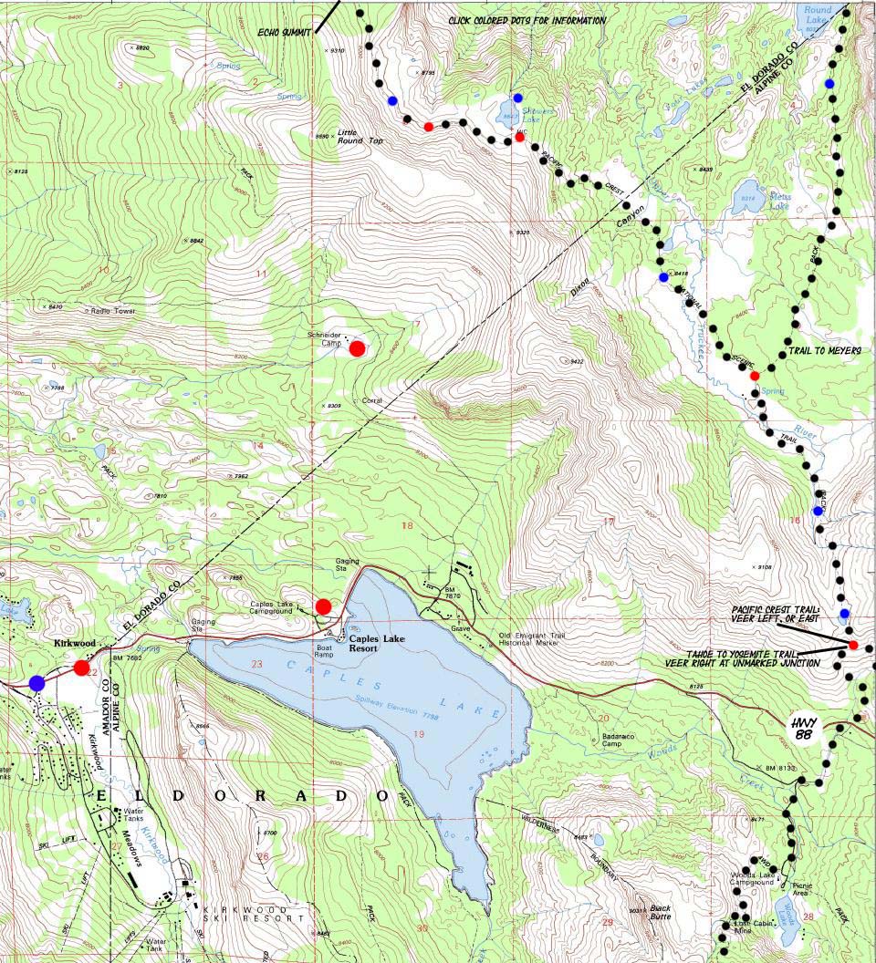 Carson Pass Region Backpacking Weather Map